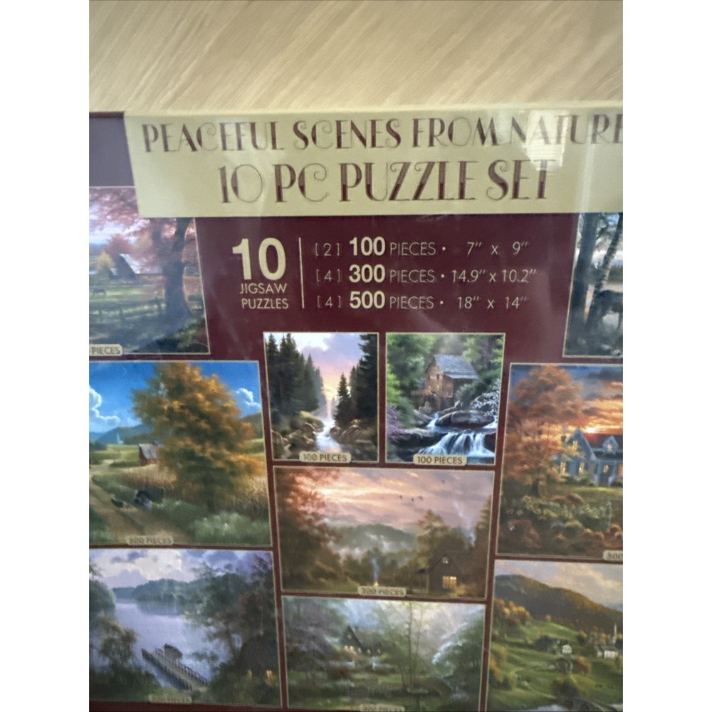Peaceful Scenes From Nature 10 Puzzles Set 100 300 & 500 Pieces New Sealed - Picture 2 of 6